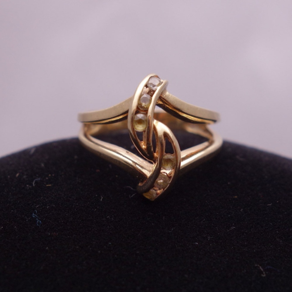Vintage 10K Gold Channel-Set Diamond Ring